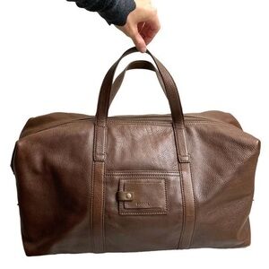 Fossil brown leather duffle travel bag unisex awesome